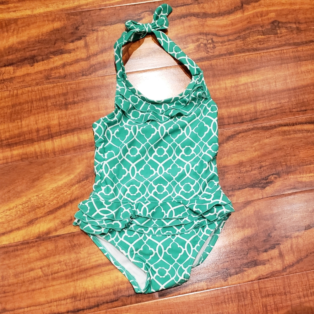 Janie and Jack NWT 18-24 months green tile print one piece swimsuit